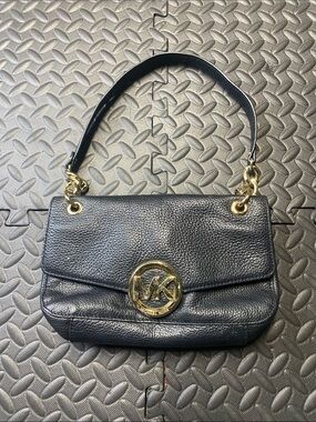 Michael Kors Jet Set Travel Large East West Purse Black Leather Chain